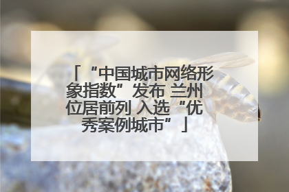 “中国城市网络形象指数”发布 兰州位居前列 入选“优秀案例城市”