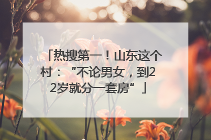 热搜第一！山东这个村：“不论男女，到22岁就分一套房”