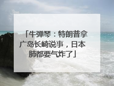 牛弹琴：特朗普拿广岛长崎说事，日本肺都要气炸了