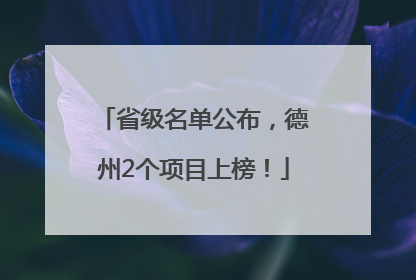 省级名单公布，德州2个项目上榜！