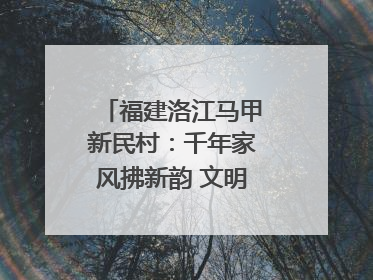 福建洛江马甲新民村：千年家风拂新韵 文明之花绽乡野