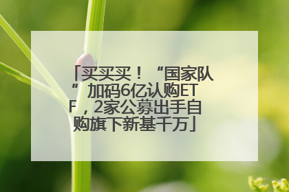 买买买！“国家队”加码6亿认购ETF，2家公募出手自购旗下新基千万