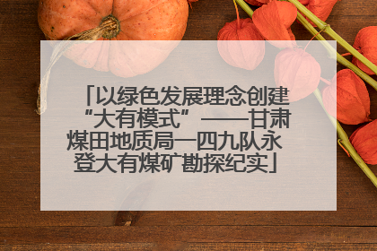 以绿色发展理念创建“大有模式”——甘肃煤田地质局一四九队永登大有煤矿勘探纪实