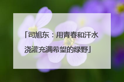 司旭东：用青春和汗水浇灌充满希望的绿野