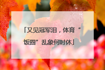 又见冠军泪，体育“饭圈”乱象何时休