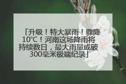 升级！特大暴雨！骤降10℃！河南这场降雨将持续数日，最大雨量或破300毫米极端纪录