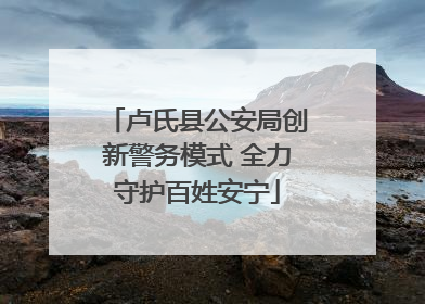 卢氏县公安局创新警务模式 全力守护百姓安宁