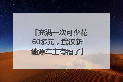 充满一次可少花60多元，武汉新能源车主有福了
