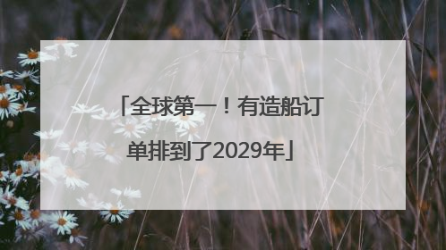 全球第一！有造船订单排到了2029年