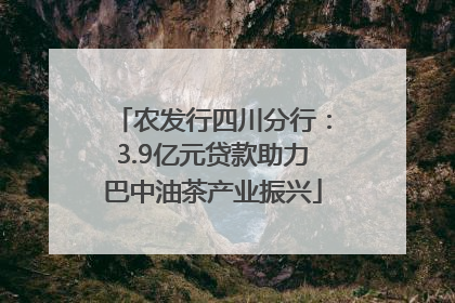 农发行四川分行：3.9亿元贷款助力巴中油茶产业振兴