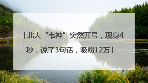 北大“韦神”突然开号，现身4秒，说了3句话，吸粉12万