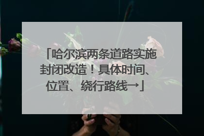 哈尔滨两条道路实施封闭改造！具体时间、位置、绕行路线→