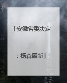 安徽省委决定：杨森履新