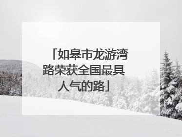 如皋市龙游湾路荣获全国最具人气的路