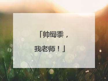 帅蜀黍，我老师！