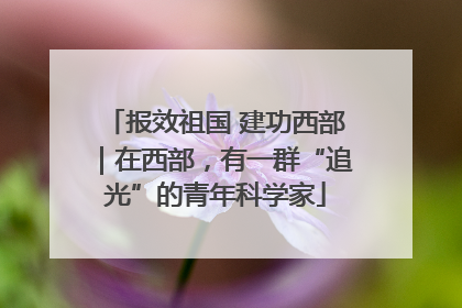 报效祖国 建功西部｜在西部，有一群“追光”的青年科学家