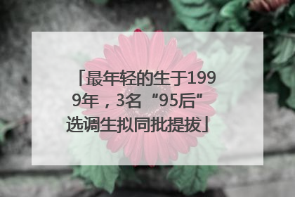 最年轻的生于1999年，3名“95后”选调生拟同批提拔