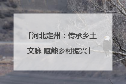 河北定州：传承乡土文脉 赋能乡村振兴