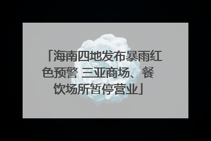 海南四地发布暴雨红色预警 三亚商场、餐饮场所暂停营业