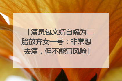 演员包文婧自曝为二胎放弃女一号：非常想去演，但不能冒风险