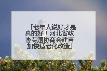 老年人说好才是真的好！河北省政协专题协商会建言加快适老化改造