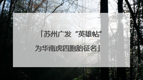 苏州广发“英雄帖”为华南虎四胞胎征名