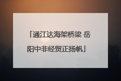通江达海架桥梁 岳阳中非经贸正扬帆