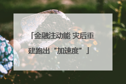 金融注动能 灾后重建跑出“加速度”