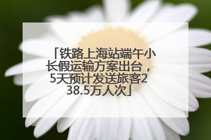 铁路上海站端午小长假运输方案出台，5天预计发送旅客238.5万人次