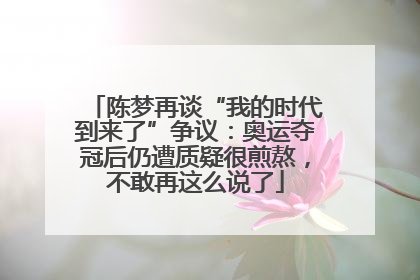 陈梦再谈“我的时代到来了”争议：奥运夺冠后仍遭质疑很煎熬，不敢再这么说了