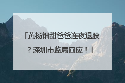 黄杨钿甜爸爸连夜退股？深圳市监局回应！