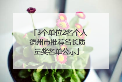 3个单位2名个人 德州市推荐省长质量奖名单公示