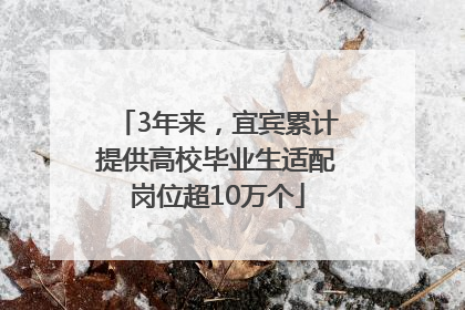 3年来，宜宾累计提供高校毕业生适配岗位超10万个