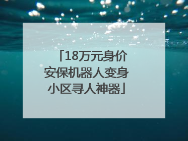 18万元身价安保机器人变身小区寻人神器